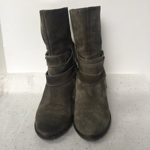 Janet & Janet Italy Gray Taupe mid calf pull on boot Size 38.5 Bohemian Western - Picture 4 of 16